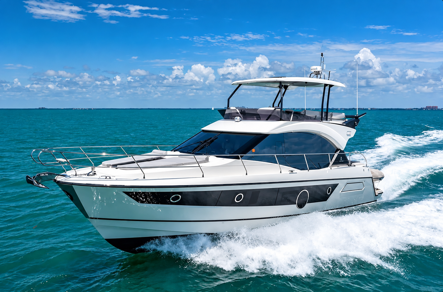 The Tower60 underway on open water